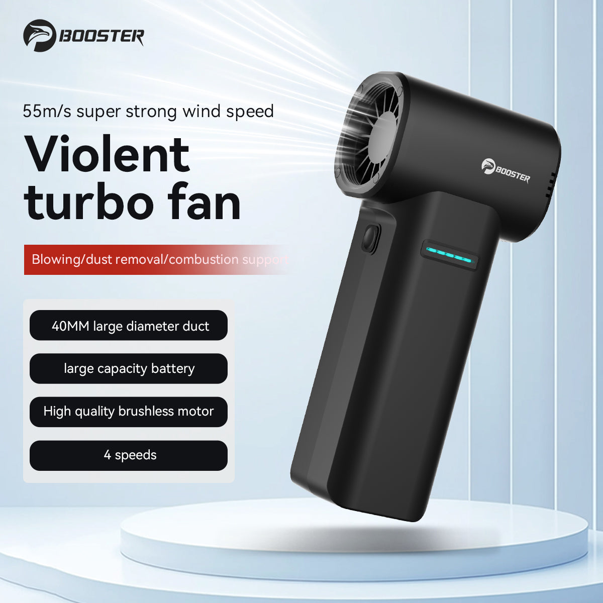 Booster Turbo Fan TF40A1 , Lightweight 412g Cordless Fan For BBQ, Leaf Cleaning & Dust Removal