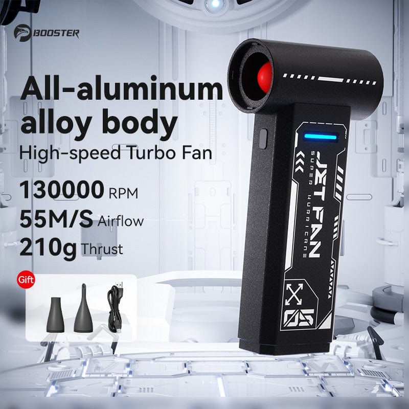 Boosterfit Black Booster Violent MINI Turbo Fan Brushless Motor 130000 RPM Adjustable Type-C Charger Jet Fan For Camping/Outdoor/Cleaning