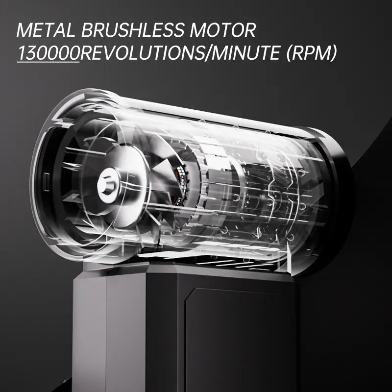 Booster™ MINI Turbo Fan black / 2500mah Booster Turbo Fan W01 – 130000RPM Mini Handheld Turbo Fan with Dust Cleaning & Inflating Kit