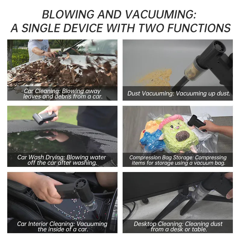 Booster™ MINI Turbo Fan black / 2500mah Booster Turbo Fan W01 – 130000RPM Mini Handheld Turbo Fan with Dust Cleaning & Inflating Kit