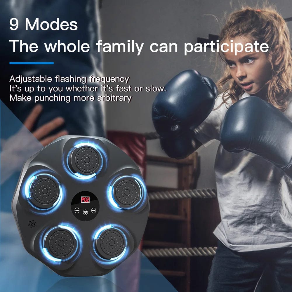 Boosterfit Black New Music Boxing Training Machine Boxing Fitness Trainer Target Wall Hanging Sandbag for Kids and Adults to exercise